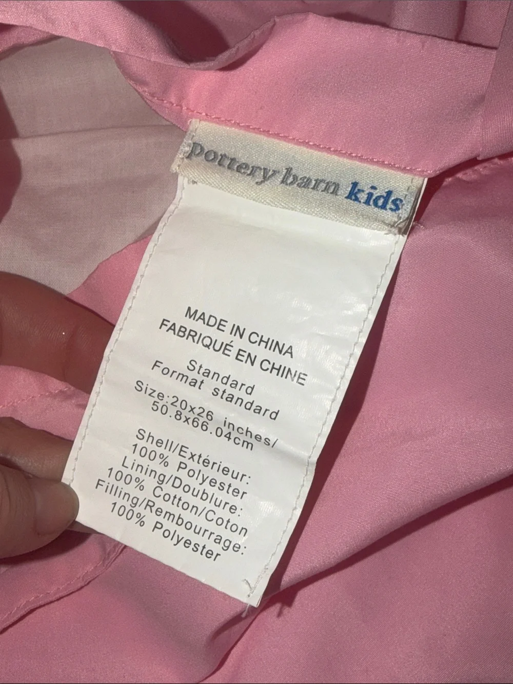 Pottery Barn Kids Light Pink Quilted Pillow Case Sham Cover- set of. 2
